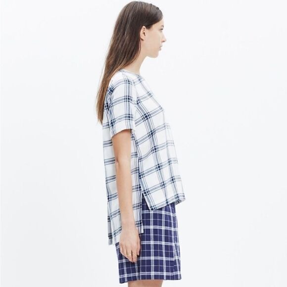 Madewell Blue and White Plaid Industry Button-Back Top, Size XXS - Picture 8 of 8